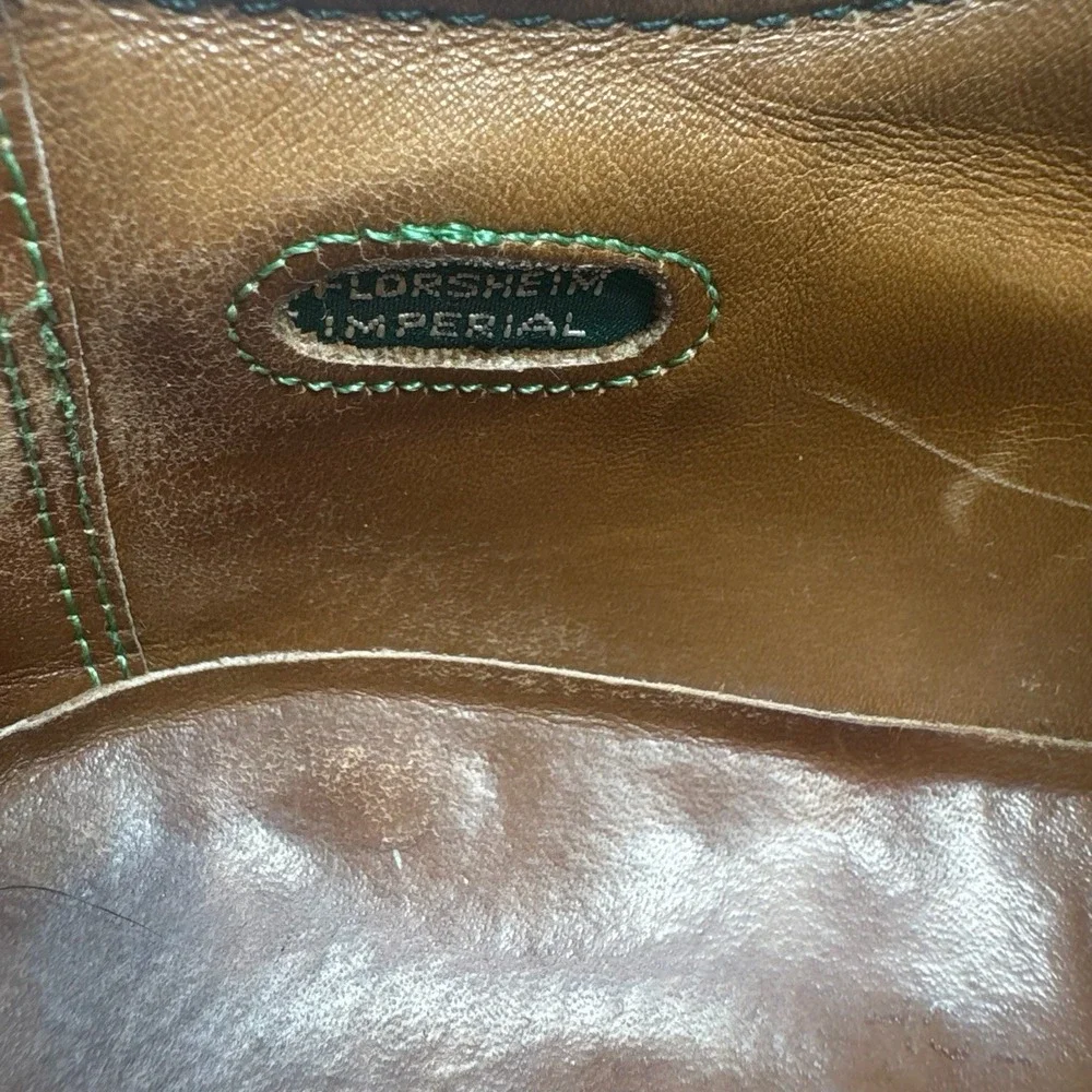 Vintage Florsheim Imperial 93603 Kenmoor Mens 10 D Brown Leather V-Cleat Shoes